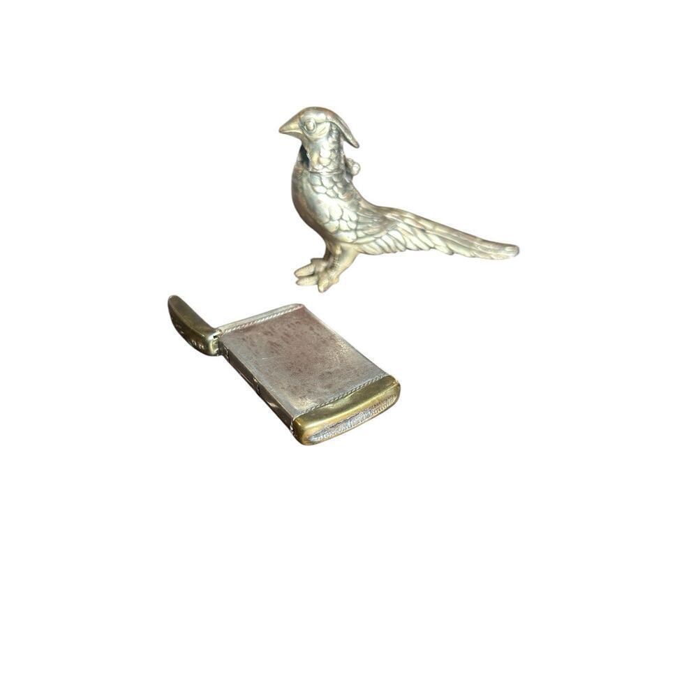 Vintage METAL PHEASANT LIGHTER Made In Japan , Match Box Safe Tin Hinged Top
